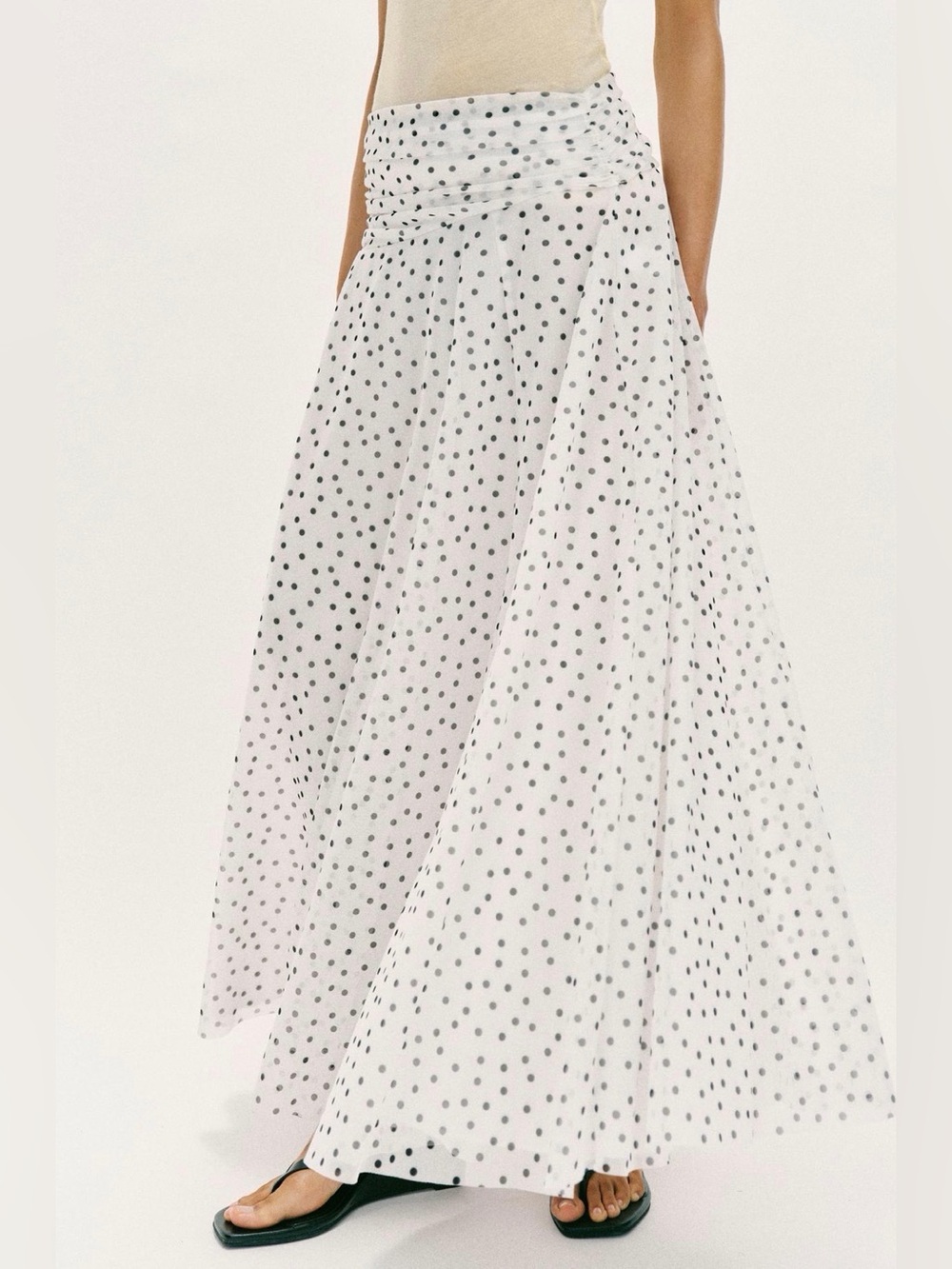 NWT ZARA LONG POLKA DOT SKIRT SIZE S